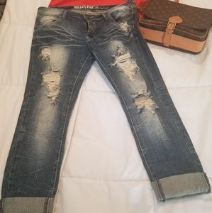 Machine Jeans - Cropped distressed jeans Machine Jeans - Cropped distressed jeans